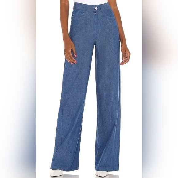 WeWoreWhat Denim - WeWoreWhat High Rise Wide Leg Jeans Pond Blue 70s Retro Style Size 25